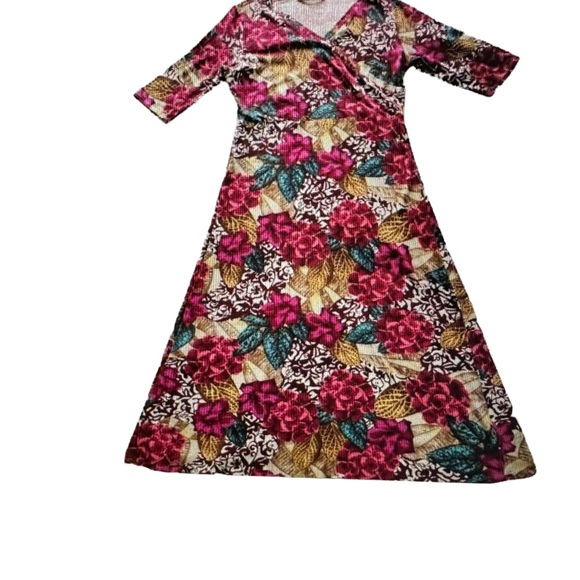 Soft Surroundings Salvadora Faux Wrap Dress L Maxi  Floral Multicolor 3/… - Picture 5 of 16